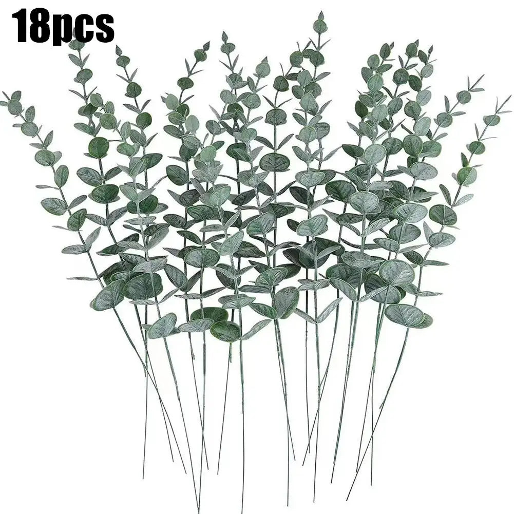 Artificial Eucalyptus Stems (18 Pack) – Faux Greenery for Vase & Home Decor
