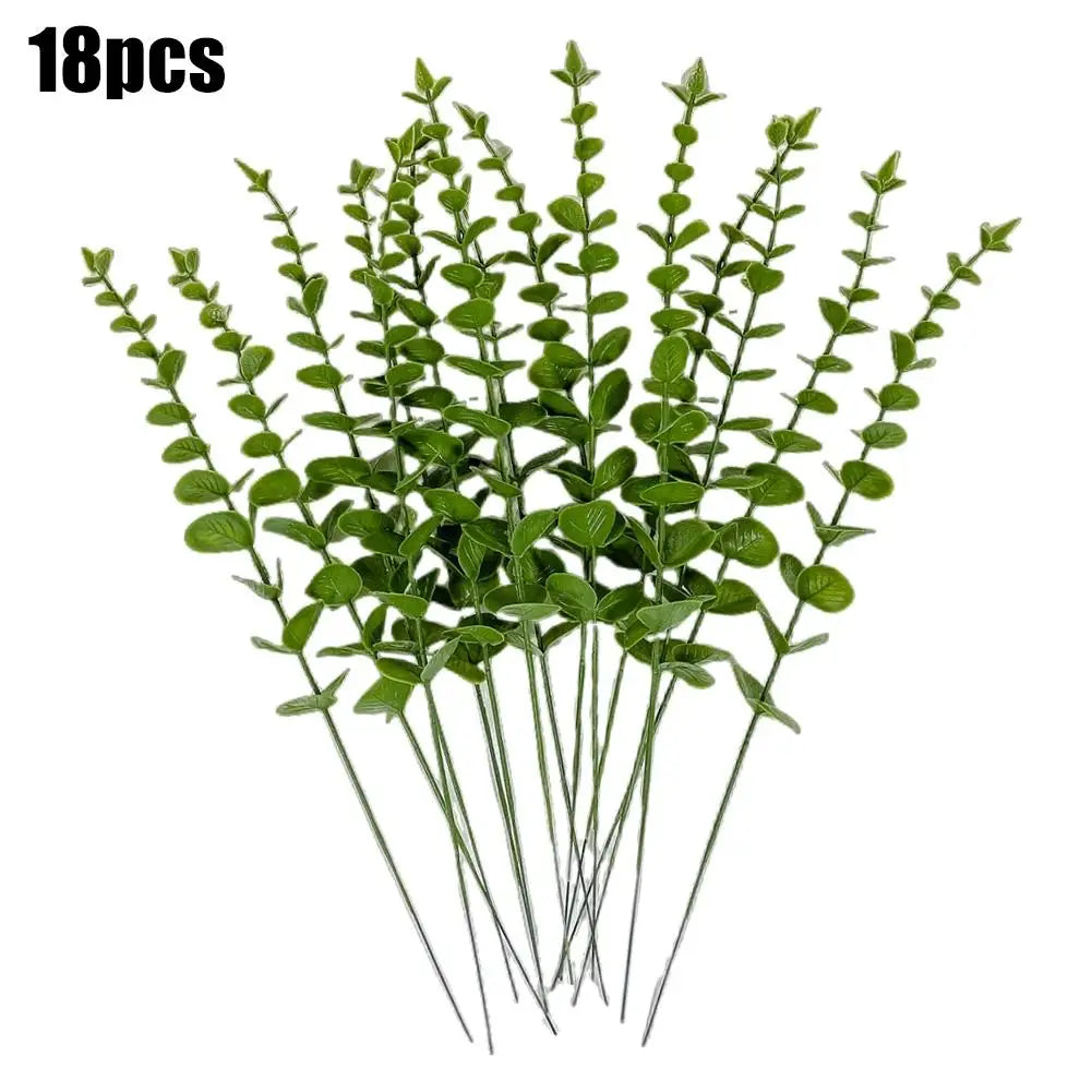 Artificial Eucalyptus Stems (18 Pack) – Faux Greenery for Vase & Home Decor